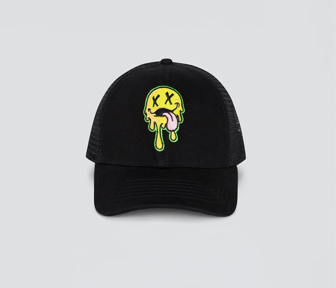 HAPPY FACE DENIM TRUCKER CAP