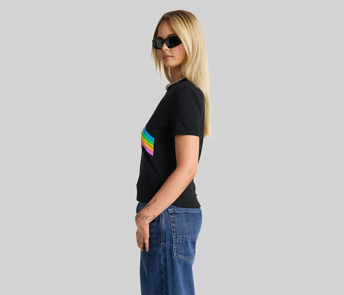 RAINBOW KIKGIRL GRAPHIC TEE - BLACK - Image 3