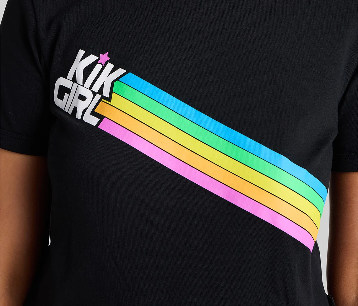 RAINBOW KIKGIRL GRAPHIC TEE - BLACK - Image 4
