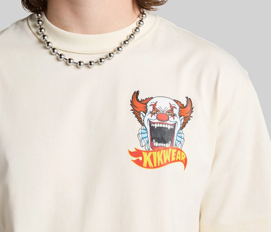 CLOWN REVERSE NECK GRAPHIC TEE  - NATURAL - Image 4