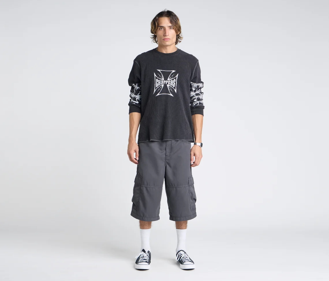HYDRO CHILL MICROSUEDE CARGO SHORT 15" INSEAM CHARCOAL