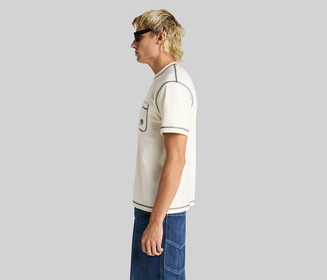 GRAFFITI EMBROIDERY POCKET TEE - NATURAL - Image 2