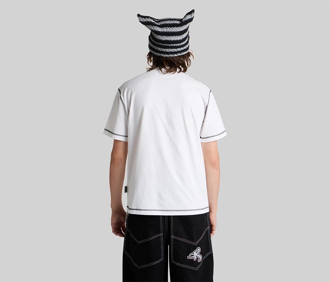 GRAFFITI EMBROIDERY POCKET TEE - WHITE - Image 3