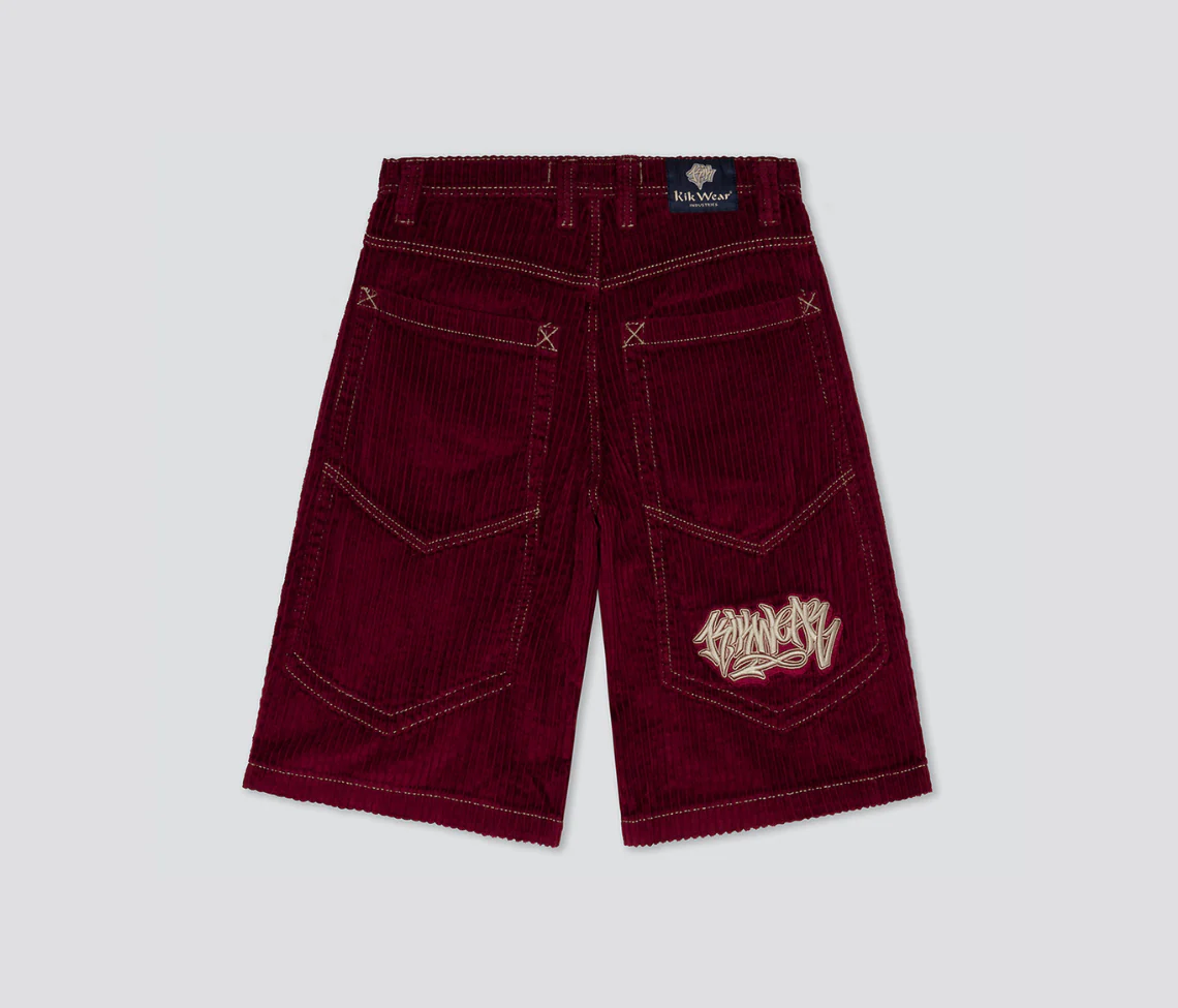 GRAFFITI CORDUROY SHORT 15" INSEAM BURGUNDY