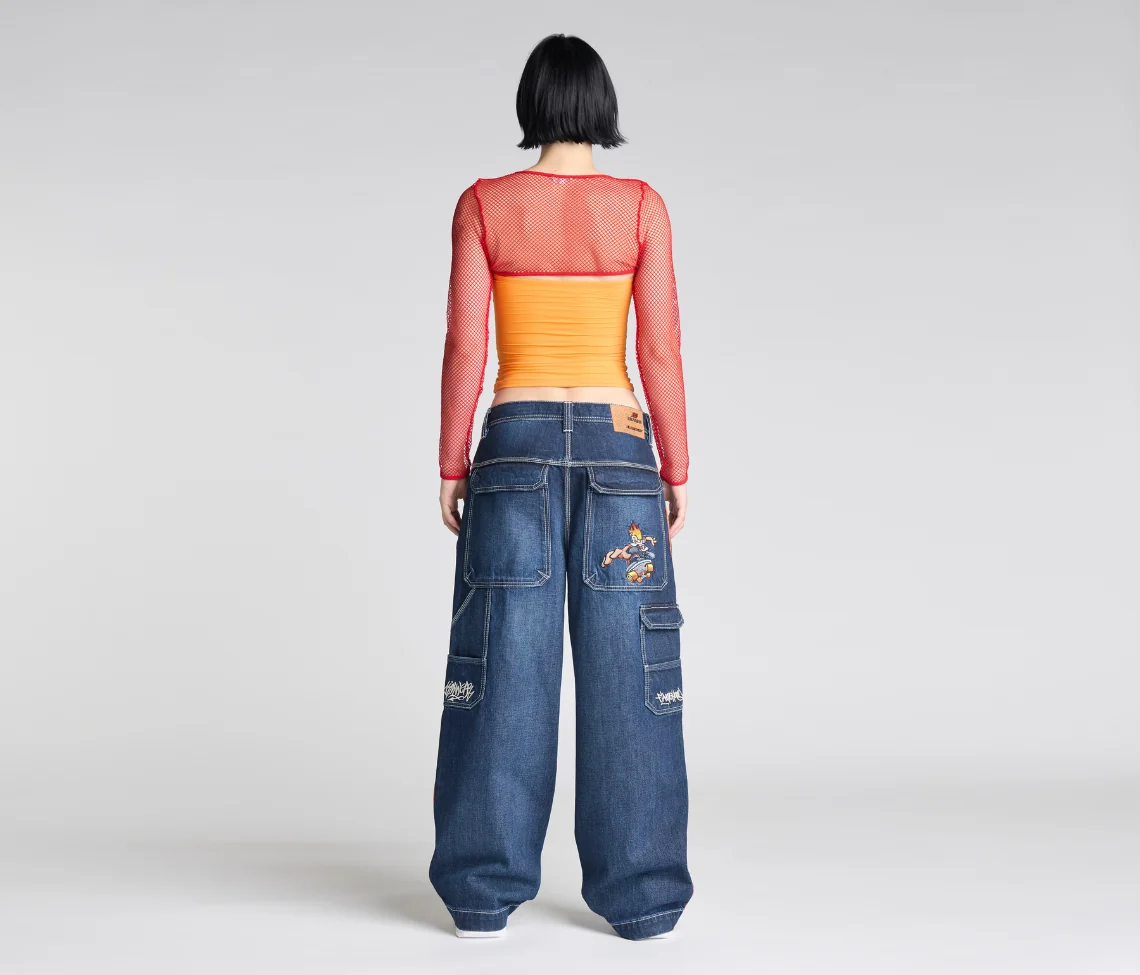 W KIKWEAR X FLAMEHEAD CARPENTER 22" AZUL DARK WASH