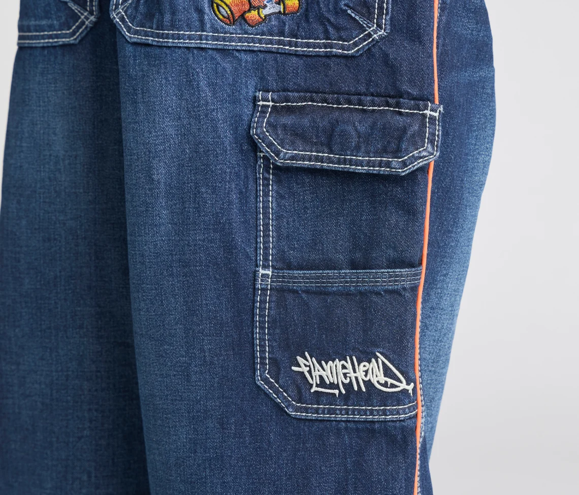 W KIKWEAR X FLAMEHEAD CARPENTER 22" AZUL DARK WASH - Image 10