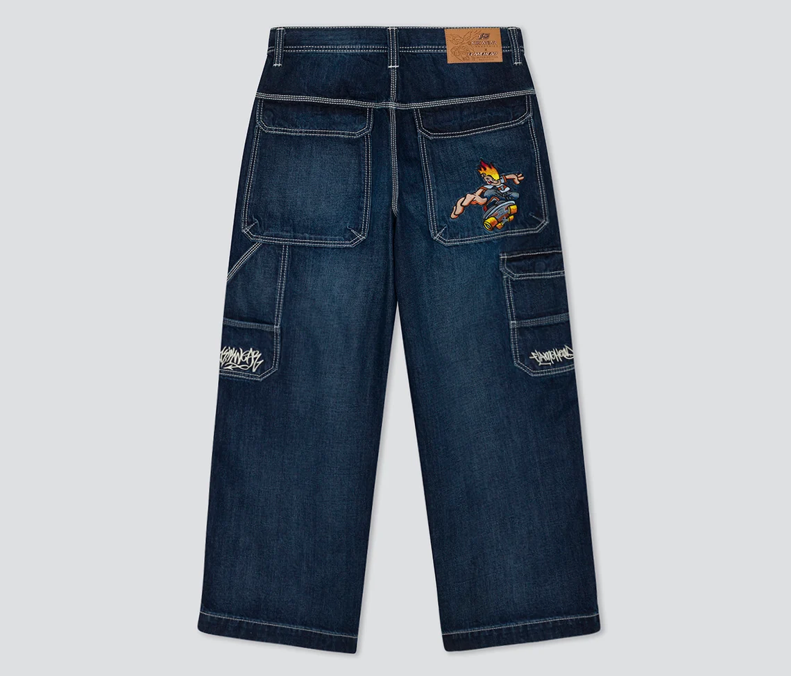 KIKWEAR X FLAMEHEAD CARPENTER 22" AZUL DARK WASH - Image 13